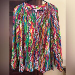 Euc Lilly Pulitzer M Medium Elsa Top green pink yellow blue colorful like new